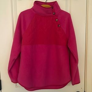 J. Crew Fleece, Ladies Small Hot Pink, Pullover partially quilted w/Snaps